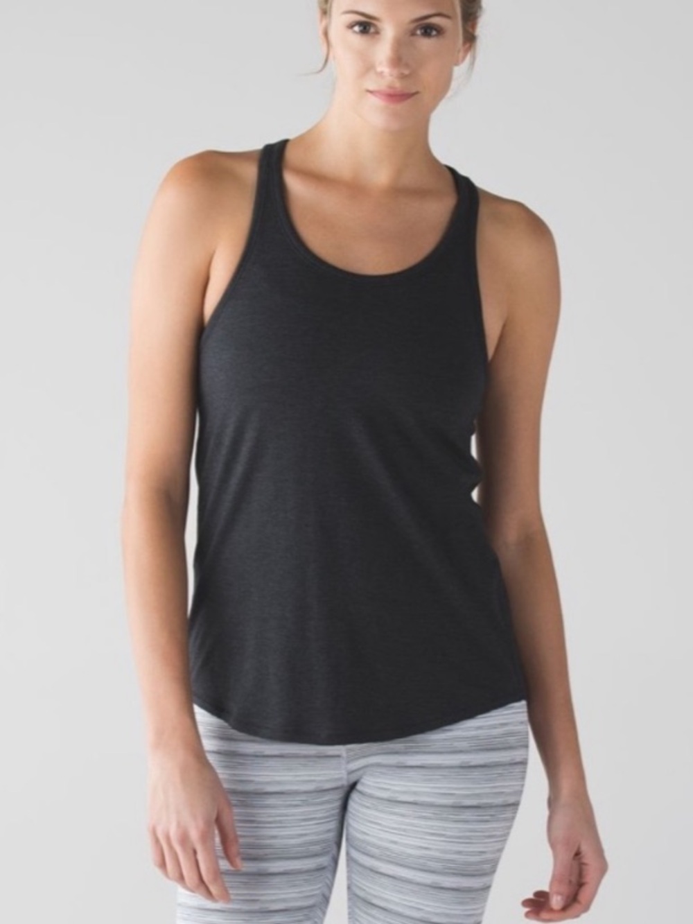 Lululemon Yogi Everyday Pleated Racerback Tank Top Heathered Grey Size 6